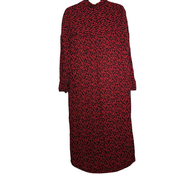 IRO Long Sleeve Button Front Side Slit Leopard Pirae Dress Red Womens Size 34 - Picture 9 of 16